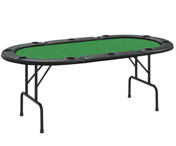 Sulankstomas pokerio stalas, žalias, 207x106x76cm, 10 žaidėjų