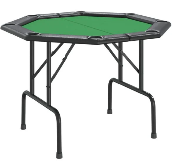 Sulankstomas pokerio stalas, žalias, 108x108x75cm, 8 žaidėjai