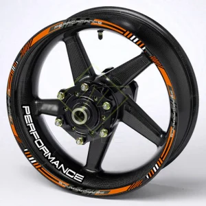 PERFORMANCE motociklo ratlankių lipdukai, oranžinė-juoda