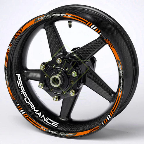 PERFORMANCE motociklo ratlankių lipdukai, oranžinė-juoda