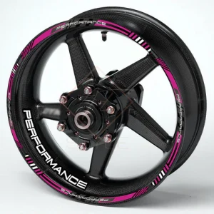 PERFORMANCE motociklo ratlankių lipdukai, rožinė-juoda