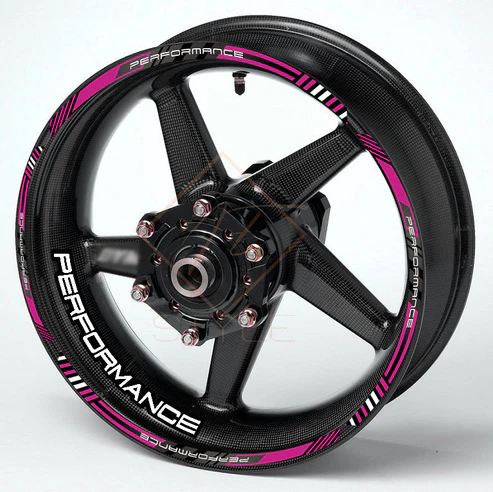 PERFORMANCE motociklo ratlankių lipdukai, rožinė-juoda