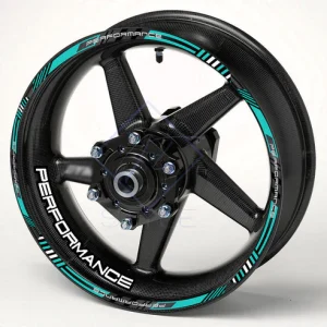 PERFORMANCE motociklo ratlankių lipdukai, ryškiai mėlyna-juoda