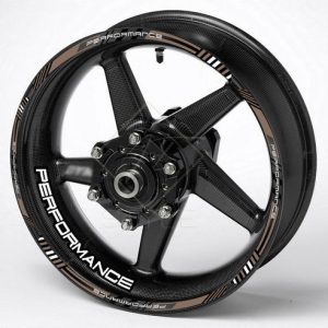 PERFORMANCE motociklo ratlankių lipdukai, ruda-juoda