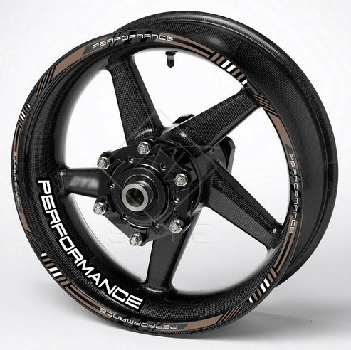 PERFORMANCE motociklo ratlankių lipdukai, ruda-juoda