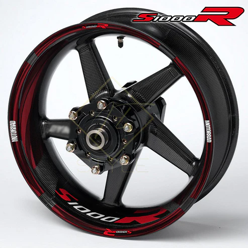 BMW S1000R ratlankių lipdukai – juoda ir raudona