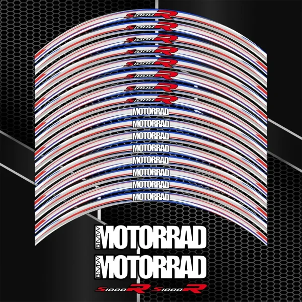 BMW S1000R ratlankių lipdukai – pilka M Sport versija