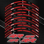 BMW S1000RR ratlankių lipdukų rinkinys raudonos juostos