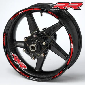 BMW S1000RR ratlankių lipdukų rinkinys raudonos juostos