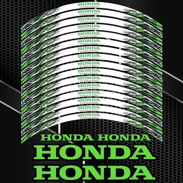 Honda Fireblade HRC ratlankių lipdukai – žaliai juodas komplektas