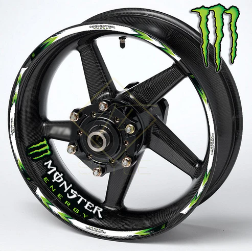 Monster Energy motociklo ratlankių lipdukai – universalūs