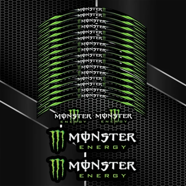 Monster Energy motociklo ratlankių lipdukai