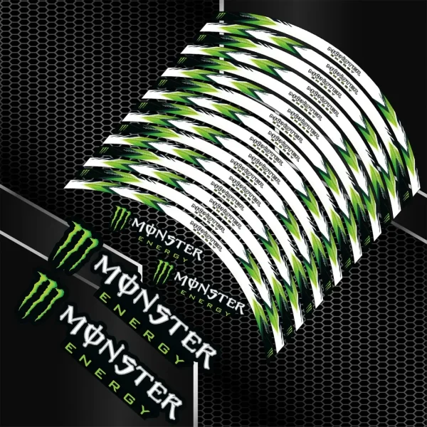 Monster Energy motociklo ratlankių lipdukai – universalūs