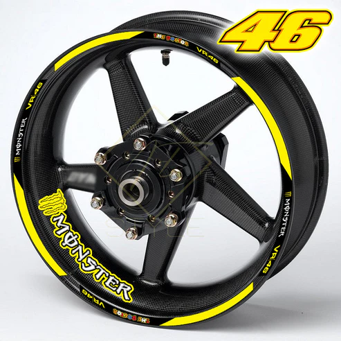 Monster VR46 motociklo ratlankių lipdukai