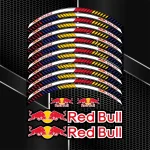 RedBull stiliaus motociklo ratlankių lipdukų komplektas
