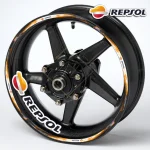 REPSOL motociklo ratlankių lipdukai, geltoni