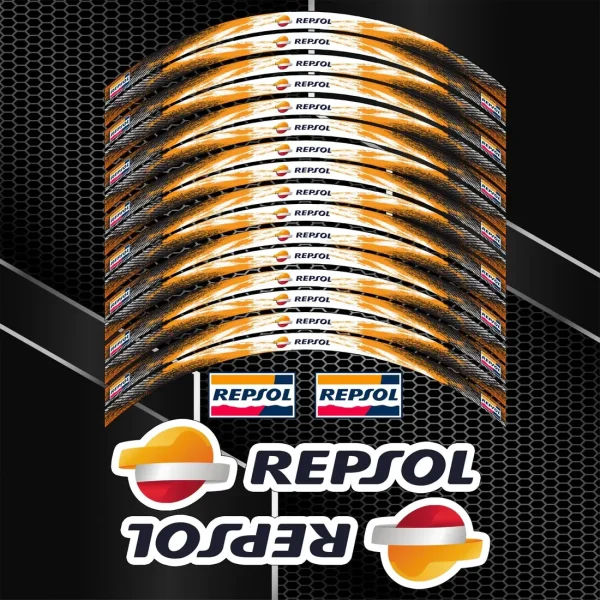 REPSOL motociklo ratlankių lipdukai, geltoni