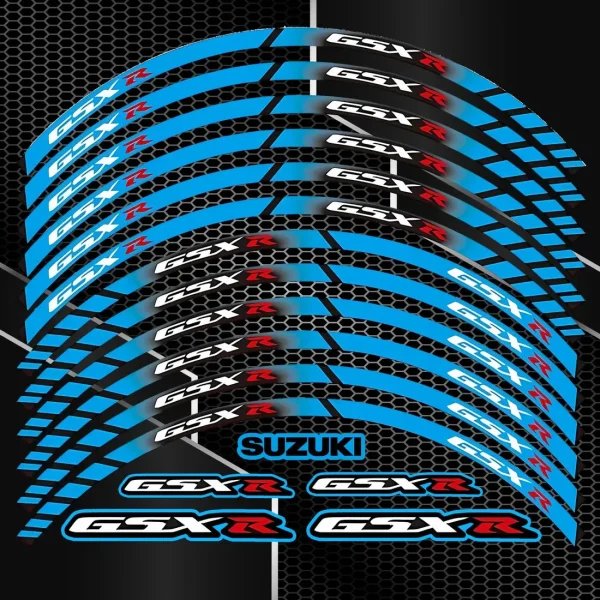 Suzuki GSX-R ratlankių lipdukai – mėlynas 16 vnt