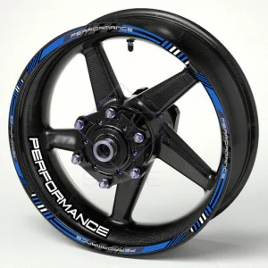 PERFORMANCE motociklo ratlankių lipdukai, tamsiai mėlyna-juoda