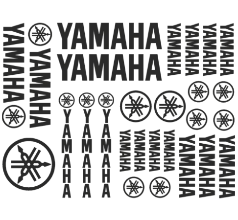 Yamaha Motociklo Logo lipdukai, juodi 27vnt
