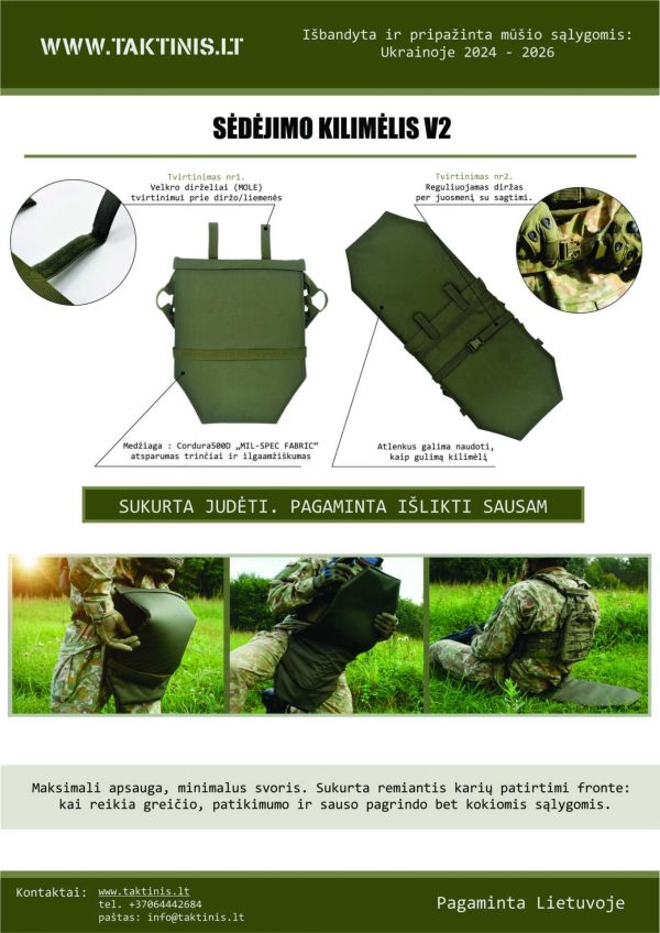 Taktinis sėdėjimo kilimelis-pašikniukas V2G