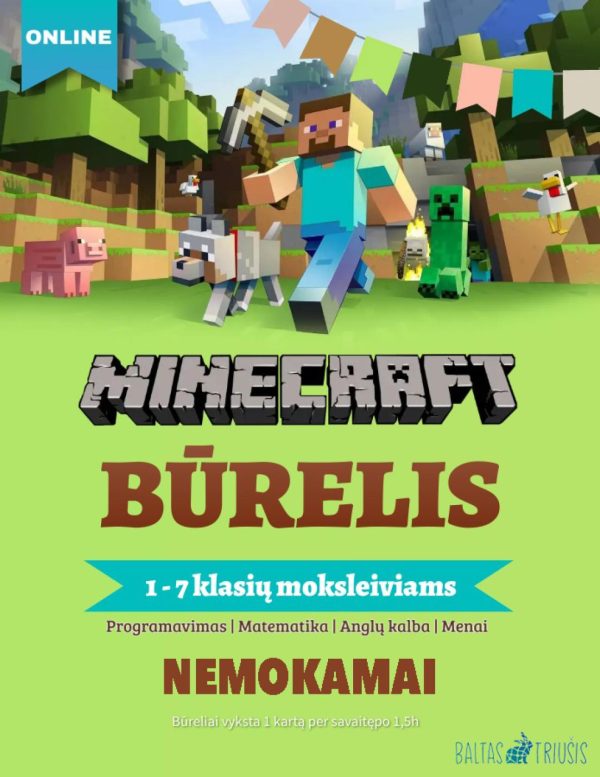 Būrelis BALTAS TRIUŠIS. Ateities įgūdžiai per Minecraft nuotykius!